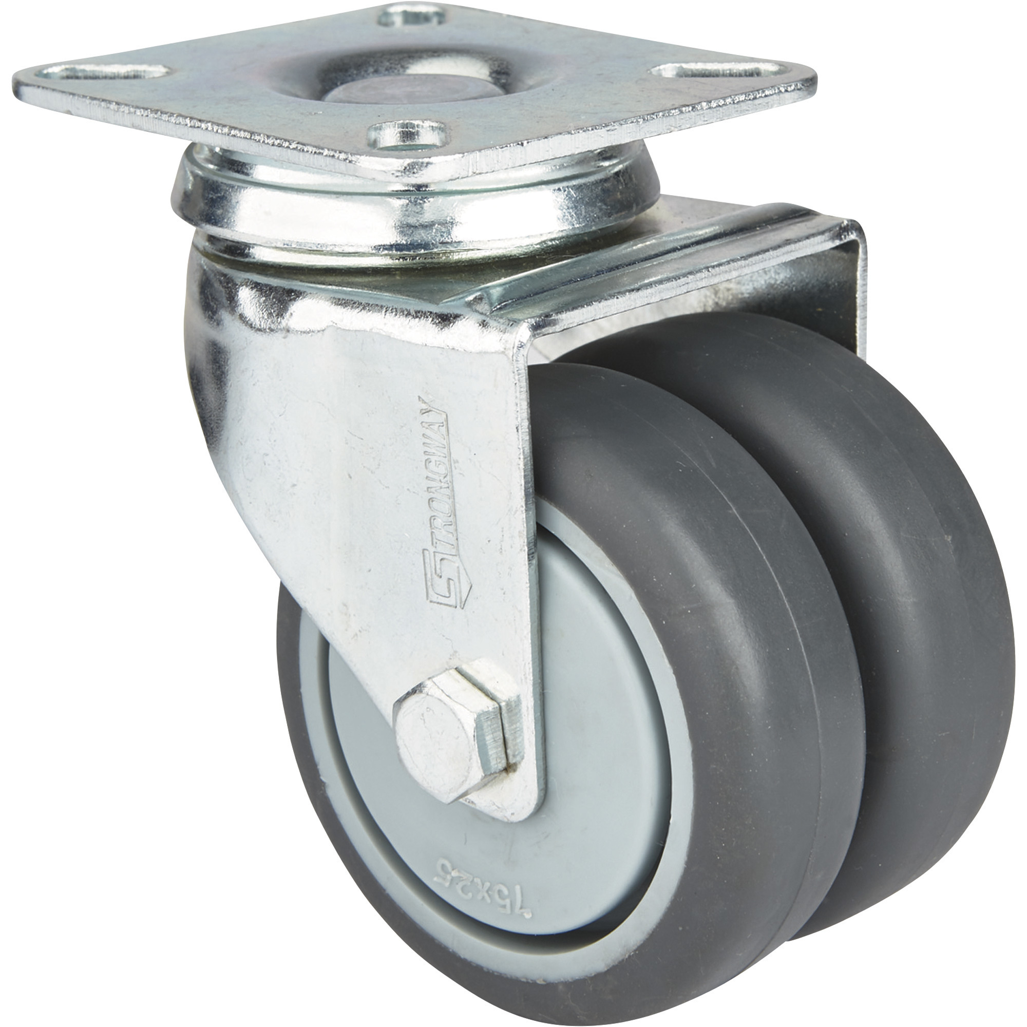 Strongway 3in. Dual-Wheel Swivel Caster, 330-Lb. Capacity, Thermoplastic Rubber Wheels